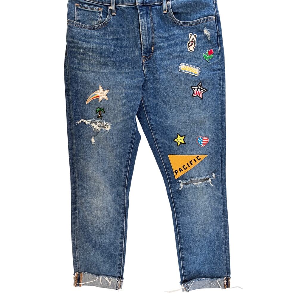 Levi's Jeans Montana Skyrider Distressed Cuffed Patchwork Blue Pac Heights 29x30 View 2